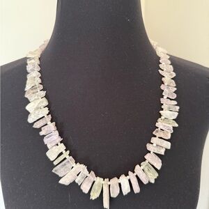 Elegant Multi-Color Stone Necklace with gold plated over silver chain clasp